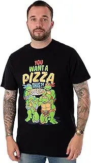 [TEENAGE MUTANT NINJA] Turtles You Want A Pizza This?! Mens Black Short Sleeve T-Shirt | Retro Fashion T-Shirt | Nostalgic 90s Cartoon Apparel | TMNT Gift Merchandise
