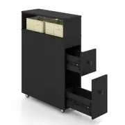 Giantex Bathroom Storage Cabinet Toilet Side Cabinet w/Drawers Space Saver Black