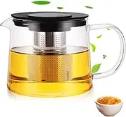 1.5 L Glass Teapot with Strainer Insert Borosilicate Glass Tea Service Overheating Protection Teapot with Strainer Glass Teapot Tea Maker with Lid Ideal for Preparing Loose Teas