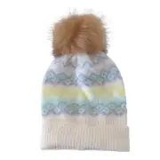 NWT Ann Taylor Womens Beanie Pom Pom Fair Isle Winter Apres Ski Hat Snow Cap OS