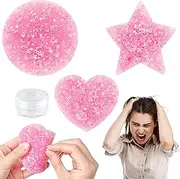 GerdfeiTawtab Pink Skin Picking Fidget Toys - 4Pcs Star Circle Heart Silicone Skin Picking Pads with Plastic Transparent Box, Anxiety Stress Reliever Fidget Toys for Adults Teens
