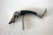 Waiter's Curved Stainless Steel Corkscrew With Dark Wood and double lever and kn