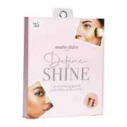 Face Palette by Marie Claire for Women - 7 Pc Blush Pink, 2 Highlighters, 3 Contours, 1 Contour Brush