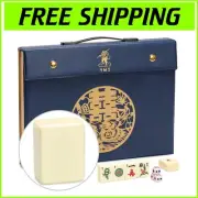 Elegant Chinese Mahjong Set with 146 Intricate Tiles in Travel Vinyl Case