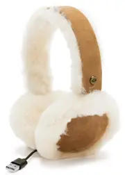 Ugg Shearling Trimmed Suede Bluetooth Earmuffs, Hats, Beige, Lining One Size