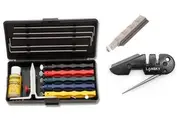Lansky Deluxe Knife Sharpening System + Medium Serrated Hone LSMRT + Lansky Blademedic Pocket Sharpening Kit Bundle