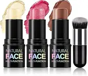 Erinde Cream Blush, Contour, and Highlighter Multi Stick - 3 in 1 Face Makeup Set With Bronzer for Cheeks, Eyes, Lips - Waterproof and Long Lasting, Set B