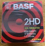 BASF 2HD High Density DOS FORMATTED 10 - 3.5"Floppy Diskettes (AP) NEW & SEALED!
