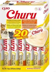 Ciao Churu by INABA Cat Treat - Chicken and Beef Variety Box - 1 Pack 20 x 14g