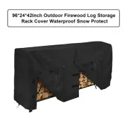 96*24*42Inch Outdoor Firewood Log Storage Rack Cover Waterproof Snow Protect,