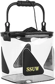12L Folding Waterproof Bucket Portable Collapsible Wash Basin Camping Storage Container Fish Lures Buckets Foldable Multi-Functional EVA Fishing Bag for Outdoor Fishing, Hiking,