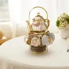 Porcelain Tea Set Coffee Cup/teacup, Saucer, Spoons, Teapot and Storage Rack