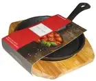 BW Home + Heart 2-PC SET Round Mini Cast Iron Pan with Wood Trivet
