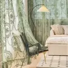 Sheer Vintage Tulle Curtains Elegant Embroidered Flowers Light Filtering Drapes