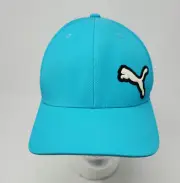 NWT PUMA Stretch Fit Adult Baseball Cap Hat Aqua Blue Size S/M Logo