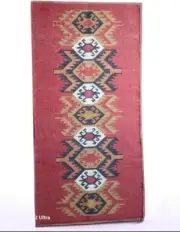 Jute Wool Runner Kilim Rug Area Carpet Vintage Rugs Hand Woven Handwoven