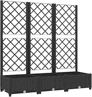 Raised Garden Bed with Trellis, PP Plant Box for Climbing Plants, Planter Gardon Box with Lattice, Trellis Planter Box, Black 120x40x121.5 cm