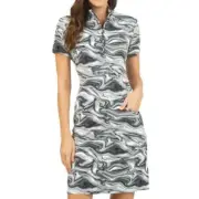 NWT Ladies IBKUL DEVIN BLACK Short Sleeve Mock Golf Dress -S M & L