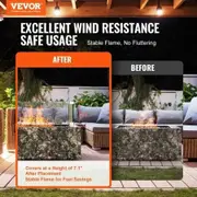 Gas Fire Pit Wind Guard for Square Fire Table, 380 x 380 x 180 mm Clear Tempered Wind Guard for Firepits, 8mm Thick Square Glass Shield, Glass Panel with Hard Corner Bracket & Feet