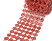 10YD Red Diamond Bling Mesh Rhinestone Ribbon Wrap Wedding Decoration 4"