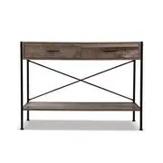 [Unbranded] Artiss Console Table 2 Drawers Walnut Marconi