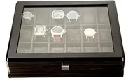 [CFZSALK] Watch Box Watch Holder Wooden Watch Box With Transparent Glass Top Cover 18-piece Watch Storage Box Lockable Jewelry Case Watch Case (Color : Onecolor, Size : 37.5 * 8.5 * 30.5cm) KeYJ