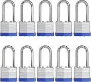 Lock, 1-9/16" (40mm) Laminated Keyed Padlocks, keyed Alike Locks, 2 inch Long Shackle Locks- Pack of 10