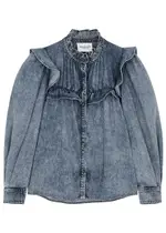 Isabel Marant étoile Idety Ruffled Denim Blouse - Light Blue - 14 14