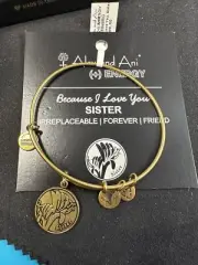 Alex And Ani +Energy “because I you”Sister Wire Bracelet Cooper/Brass Tone