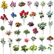 Artificial Fake Flowers Leaves Bunch Bouquet Greenery Foliage Leaf Roses Wedding