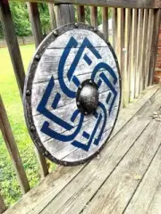 Medieval Battle Worn Armour Wooden Steel Antique Heavy Shield Viking Round Larp