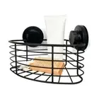 Wall Mount Suction Cups Black Corner Caddy Shower Bathroom Storage Shelf Rack
