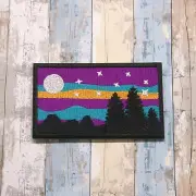 Purple Night Sky Patch Embroidered Iron-on Applique Nature Badge, Seek Adventure