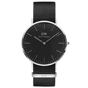 【Daniel Wellington】DW 手錶 Classic Cornwall 40mm寂靜黑織紋錶(兩色 DW00100148)