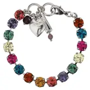Mariana Rhodium Plated Multi Color Rainbow JEWEL TONES Tennis Bracelet WOW!