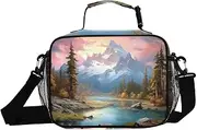 Moutain Landscape Forest Insulated Lunch Box for Women Men - Ideal for Work, Picnics - Includes Adjustable Shoulder Strap