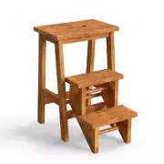 ANGELES HOME 200 lbs. Load Capacity 3-in-1 Foldable Wooden Step Stool Natural