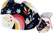 [YTYVAGT] 2-Pc,Gourd-Shaped Working Cap,Fisherman Hat with Buttons and Cotton Sweatband,Unicorn Animal Leaf Flower
