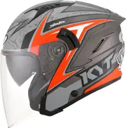KYT NF-J Attitude, open face helmet , color: Matt Dark Grey/Grey/Red , size: XS