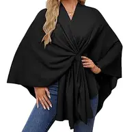 [Generic] Poncho Shawl for Women, Shawl for Women - Open Front Cardigan Shawls | Elegant Shawl Cape, Shawl Cape, Cape Poncho Cardigan for Evening Dresses, Black, Se référer au descriptif