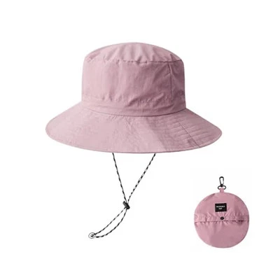 Waterproof Bucket Rain Hat for Men Women, Outdoor Fishing Hat Foldable UV Pink