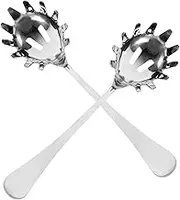 2pcs Noodle Spoon Noodles Colander Slotted Spoon Spaghetti Pot Noodle Fork Spaghetti Spoon Spaghetti Serving Spoon Strainer Spoon Pasta Server Spoon Spaghetti Fork Stainless Steel