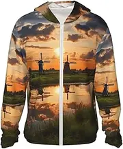 [LHBWCVN] UPF 50+ Light Jacket Full Zip Sun Protection Hoodie for Women Men Long Sleeve Beautiful View of The Netherlands Sun Shirts