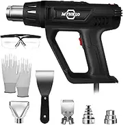 MTHKLO Heat Gun 1800W Heavy Duty Fast Heat Hot Air Gun Kit with 122℉~1112℉ (50℃- 600℃) Dual-Temperature Settings and 4Nozzles for DIY Shrink PVC Tubing/Wrapping/Crafts,Stripping Paint (Black)