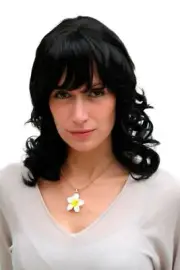 Ladies' Wig Black Shoulder Length Curly Fringe Hair Replacement 40cm 6370-1B