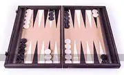 Manopoulos Mocha Brown Leatherette 19-inch Backgammon Set for 2 Players, Age 12+