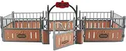 TENOL Horse Stable Farm Fence Toy Horse Corral Fencing Accessories Playset for Layout Decor, Brown