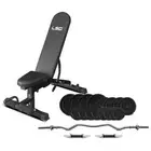 LSG GBN-006 14-Level FID Exercise Bench+Dumbbell & Curl Bar 84kg Weight Package