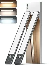 EZVALO 52LED Motion Sensor Cabinet Light, Wireless USB Rechargeable Under Cabinet Lights, Under Cabinet Lighting, Battery Powered Operated Dimmable Kitchen Lights for Stairs, Bedroom, Pantry (2 Pack)