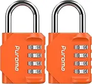 Puroma 2 Pack Combination Lock 4 Digit Locker Lock Outdoor Waterproof Padlock for School Gym Locker, Sports Locker, Fence, Toolbox, Gate, Case, Hasp Storage (Orange)